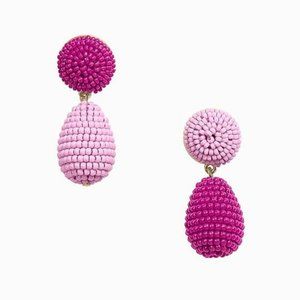 Stella & Dot Pink and Fuchsia Beaded Drop Earrings